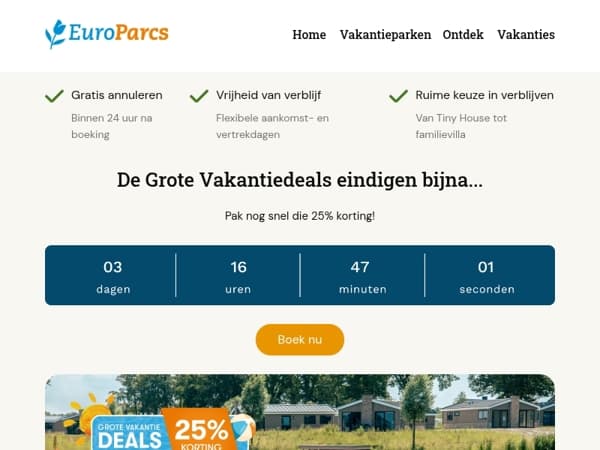 ⌛ Laatste kans: 25% korting op je zomervakantie 