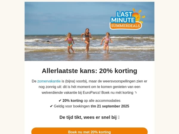 De tijd tikt: laatste kans om te boeken met 20% korting ⌛️