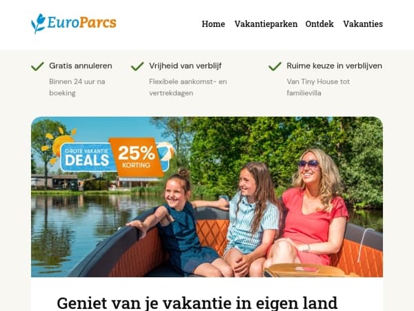 ☀️ 25% korting op je vakantie in eigen land