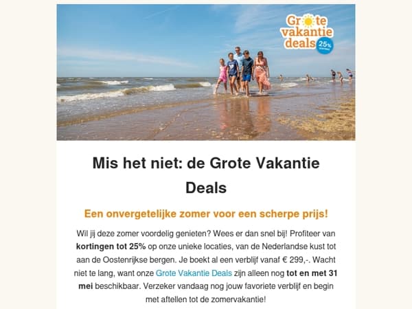 De Grote Vakantie Deals: tijdelijk tot 25% korting! 🤩