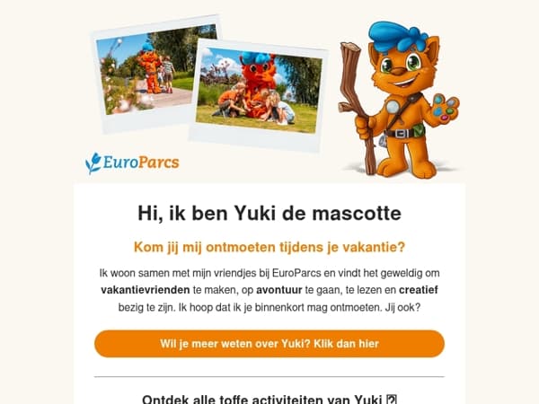 Meet Yuki: de trouwe mascotte van EuroParcs! 👋🏼🧡