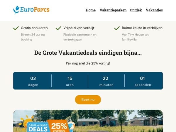 ⌛ Laatste kans: 25% korting op je zomervakantie 