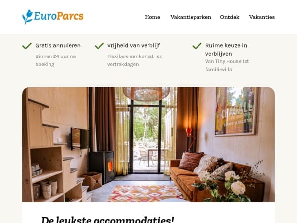 De leukste accommodaties vind je bij EuroParcs! 🏡