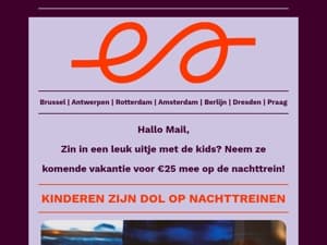 Kids reizen voor €25 met de nachttrein deze schoolvakantie!