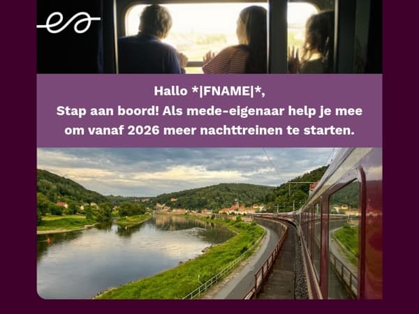 83% van onze nieuwe nachttrein is rond… vertrek in 2026!