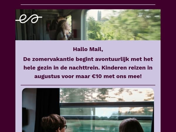 Kinderen reizen voor maar €10 in augustus!