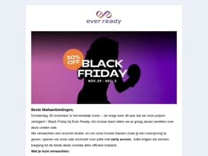 De enige keer dit jaar… De Ever Ready Black Friday Sale komt eraan!