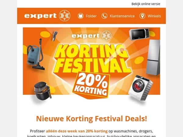 Profiteer nu: 20% korting op witgoed, keuken, inbouw & meer!