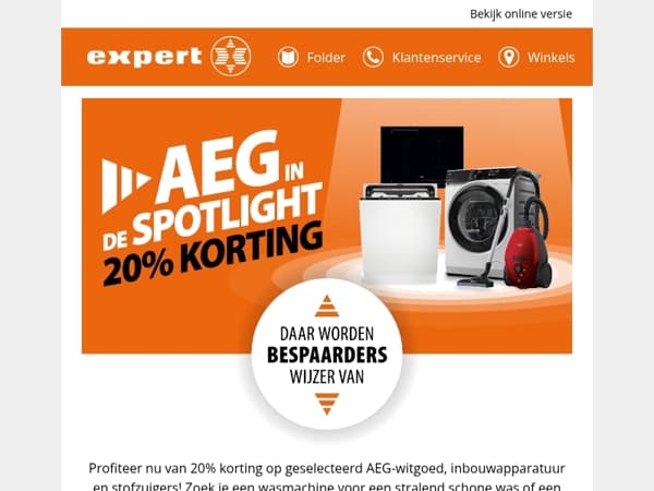 Nu 20% korting: AEG in de Spotlight! 🧡