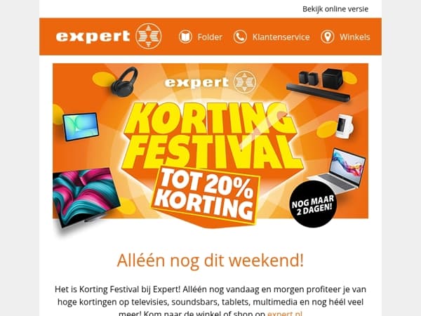 Nog maar 2 dagen: 20% korting op televisies, audio en meer! 🎉