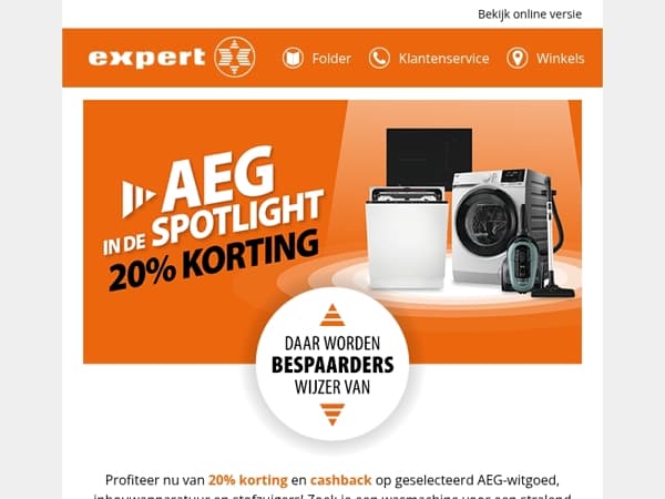 Nu 20% korting: AEG in de Spotlight! 🧡