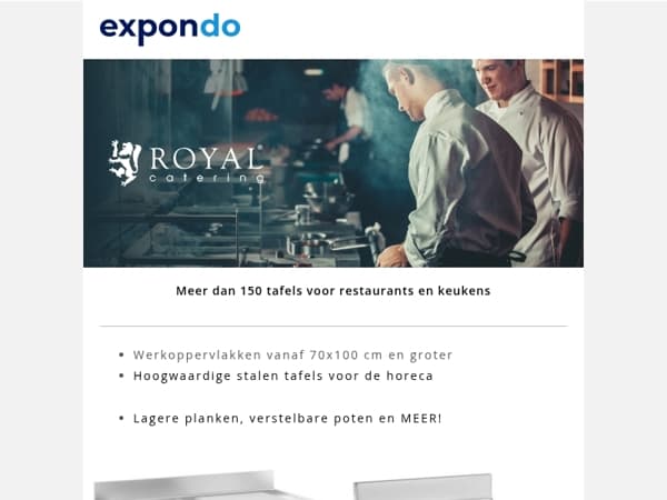 Meer dan 150 tafels voor restaurants en keukens