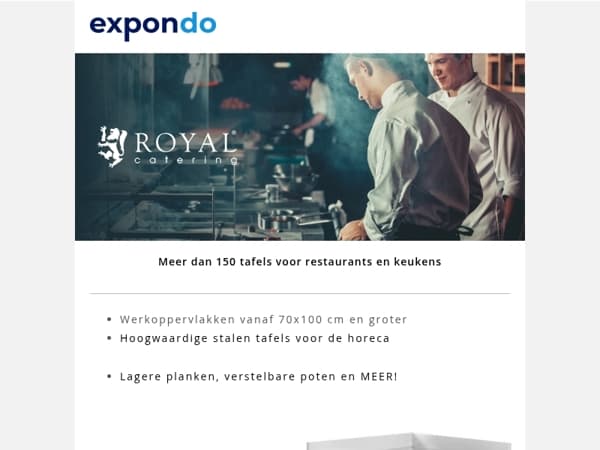 Meer dan 150 tafels voor restaurants en keukens