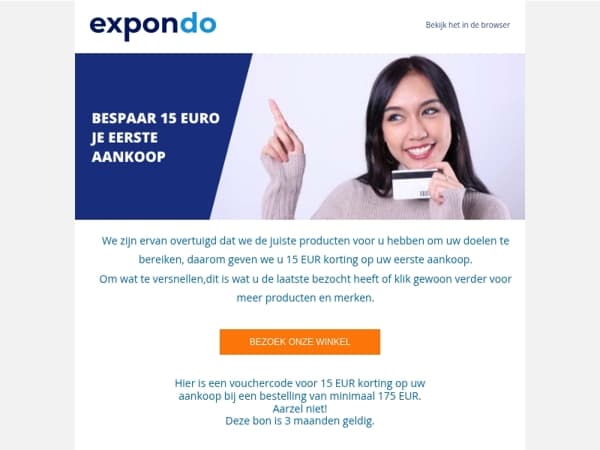 15 EUR korting op uw eerste aankoop