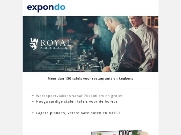 Meer dan 150 tafels voor restaurants en keukens