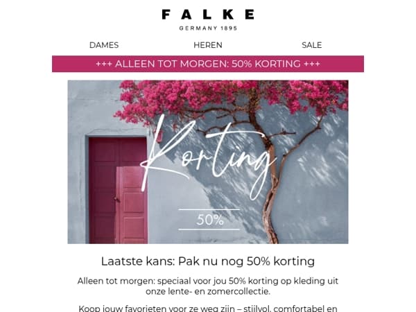 Alleen tot morgen 50% korting!