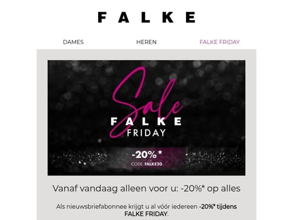 Vanaf vandaag: -20%* tijdens FALKE FRIDAY