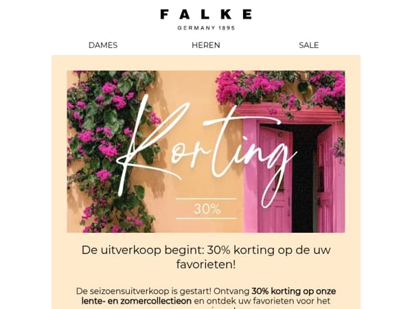 30% korting in de seizoensuitverkoop van FALKE