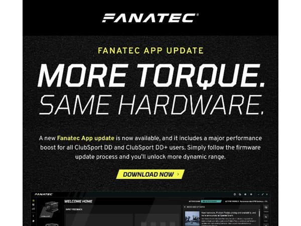 Free performance update now available through the Fanatec App.