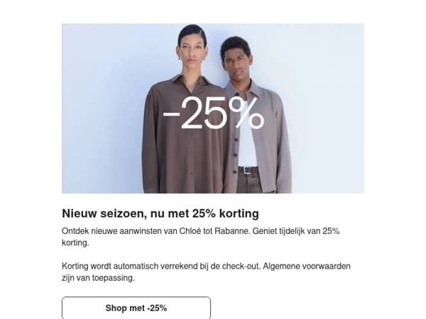 Nieuw seizoen: 25% korting