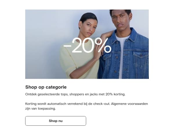 20% korting: shop op categorie