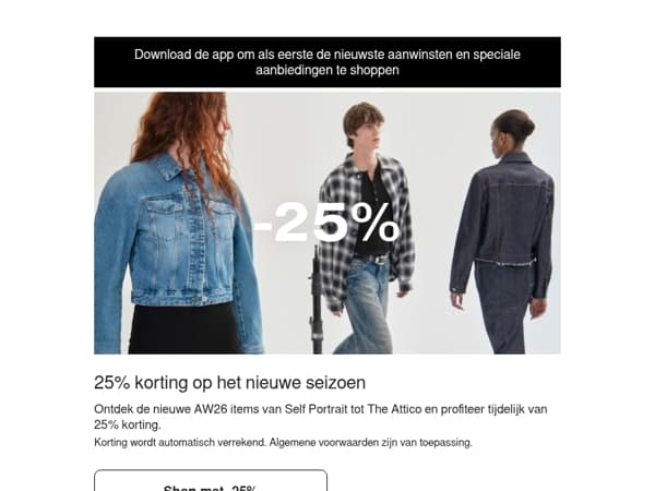 Geniet van 25% korting op new-season items.
