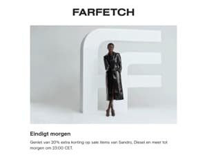 Jouw 20% extra korting eindigt morgen