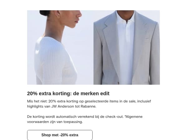 20% extra korting op Tory Burch en meer