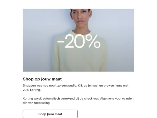 20% korting, gesorteerd op maat