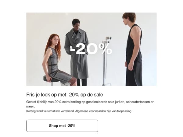 20% korting op sale jurken en meer