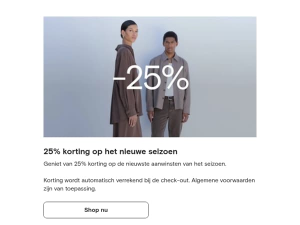 Nieuwe aanwinsten met -25%
