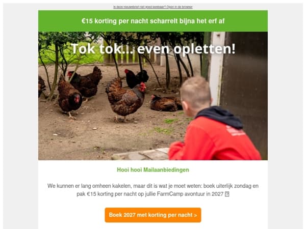 Je 2027-vakantie wordt €15 per nacht goedkoper 🌿