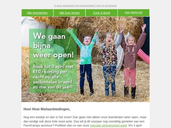 Vrijdag 4 april openen de eerste boerderijen de staldeuren weer