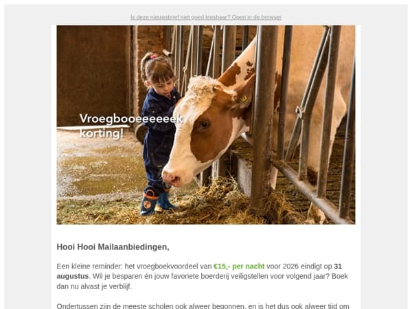 Niet vergeten Mailaanbiedingen? Vroegboekvoordeel tot 31 augustus