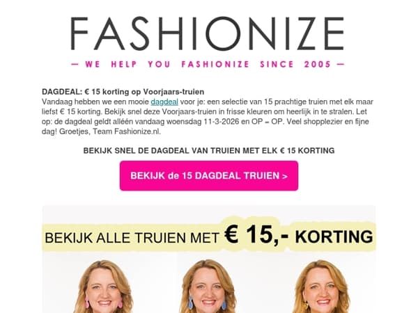 DAGDEAL: € 15 KORTING op Voorjaars-truien 😍