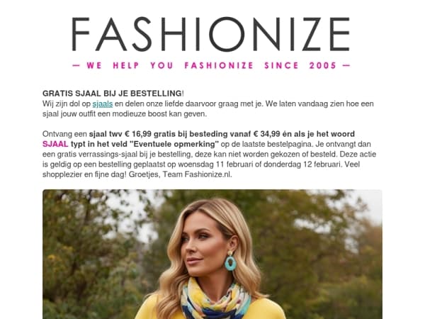 GRATIS SJAAL bij je bestelling twv € 16,99 🤩