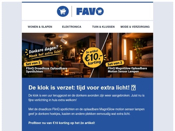 🌙 Donkere dagen? Scoor €10 korting op je 2e artikel!