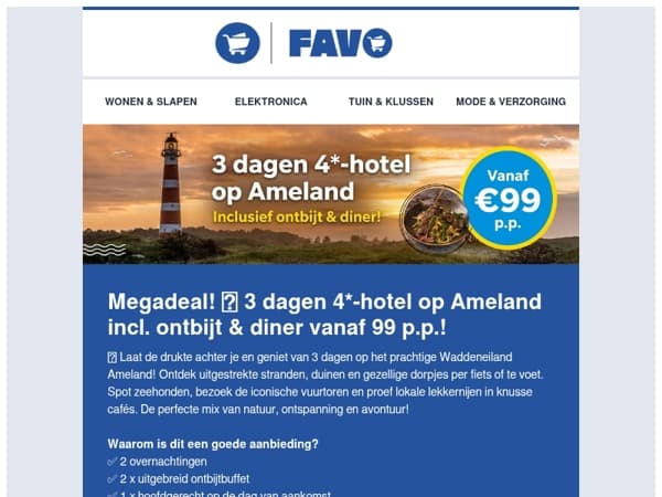 Megadeal! 🤯 3 dagen 4*-hotel op Ameland incl. ontbijt & diner vanaf 99 p.p.!