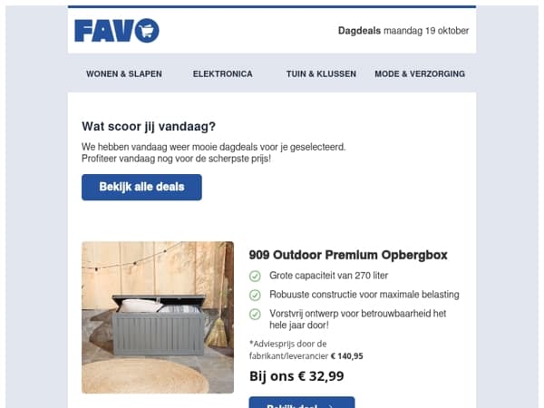 Ontdek de 909 Outdoor Opbergbox en meer deals! 🛒