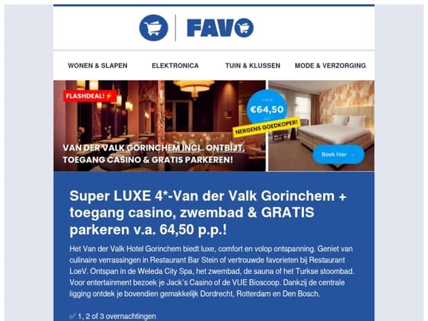 Super LUXE 4*-Van der Valk Gorinchem + toegang casino, zwembad & GRATIS parkeren v.a. 64,50 p.p.!