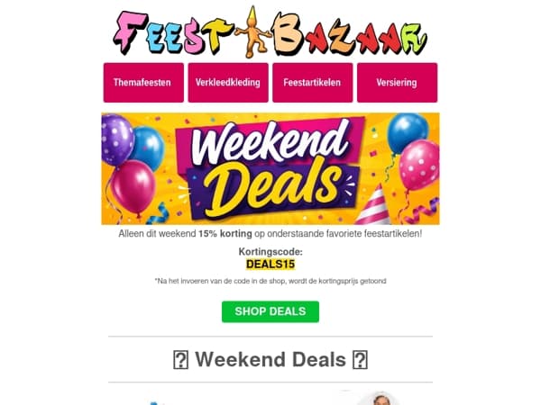 Alleen dit weekend: Feestdeals met 15% korting!🎉