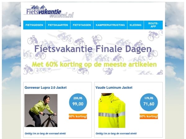 Tot 60% korting bij laatste week Fietsvakantiewinkel