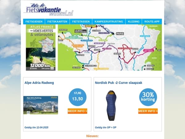 Fietsvakantie-Nieuws April