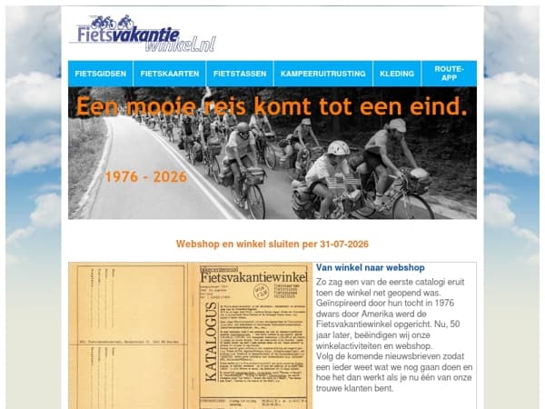 Fietsvakantiewinkel gaat sluiten