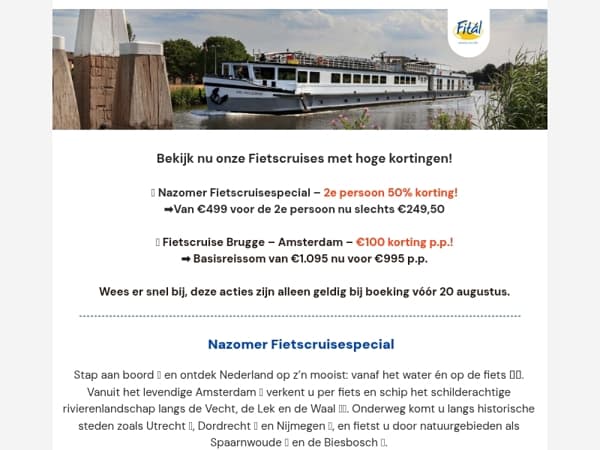 Fietscruises met Korting!