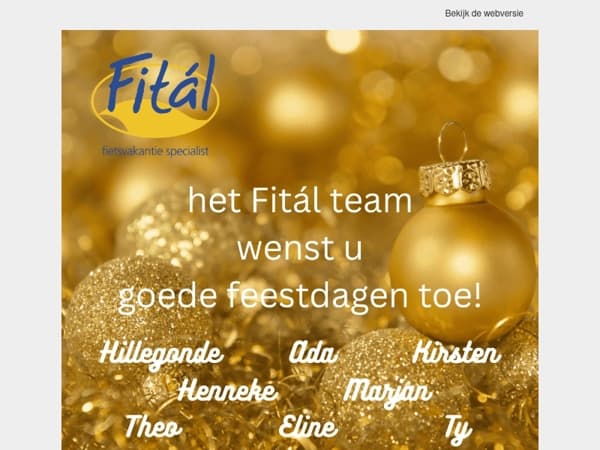 Het Fitál-team wenst u goede Kerstdagen toe!