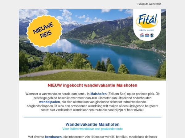 Nieuwe Wandelvakantie : Maishofen bij Zell am See