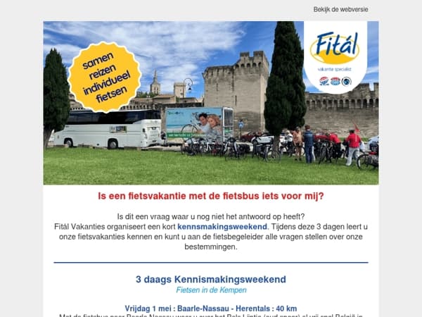 Weet u hoe een fietsvakantie per bus er uitziet?
