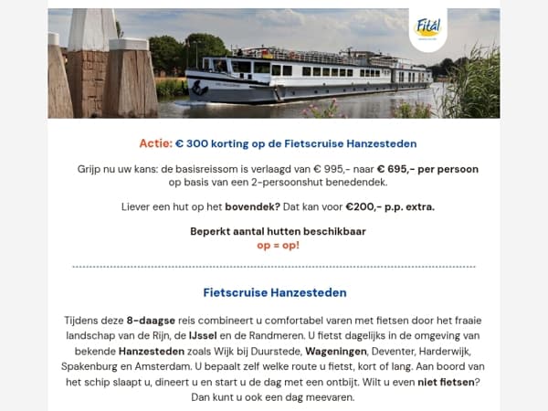Aanbieding: Fietscruise Hanzesteden