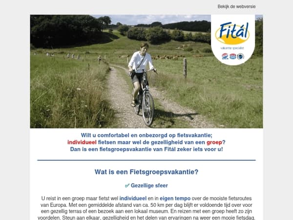 Fietsgroepsvakantie: fietsen in eigen tempo